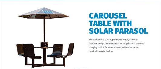 Pavilion Carousel Table with Solar Parasol by Sunbolt